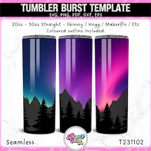 Trees and Mountains Tumbler Template | Cricut Cut File for Tumblers | SVG, EPS, DXF | 20oz 30oz Seamless Burst Template svg 20oz 30oz