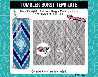 Glitter V-Split svg Tumbler Burst Template for Skinny Straight 20oz & 30oz | Seamless SVG, DXF, EPS, png | Hogg Makerflo | Commercial Use