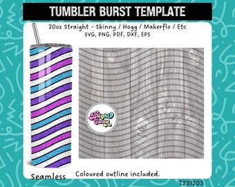 Seamless Waves svg Peekaboo Tumbler Template | SVG, DXF, EPS for 20oz 30oz Straight Skinny Hogg Makerflo | Commercial Use