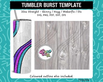 Whirly Waves svg Tumbler Cut Template & Offset | SVG, DXF, EPS for 20oz 30oz Straight Skinny | Burst Template for Tumbler | Hogg Makerflo