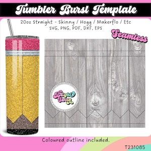 Teacher Pencil Design | Custom Teacher Burst | Cricut Cut File for Tumblers | SVG, EPS, DXF | 20oz 30oz Burst Template svg Digital Download