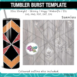 Windmill Tumbler Template SVG, DXF, EPS for 20oz Straight Skinny 2 options Burst Template for Tumbler | Template Cut File | Instant Download