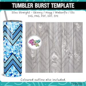 VSplit Tumbler Burst Template for Skinny Straight 20oz & 30oz | Seamless V-Split SVG, DXF, EPS, png | Hogg Wrap Makerflo | Commercial Use