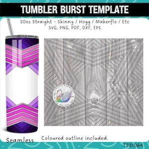 Funky Unique Geometric Star Tumbler Template SVG, DXF, EPS for 20oz Straight Skinny | Burst Template for Tumbler Digital Download