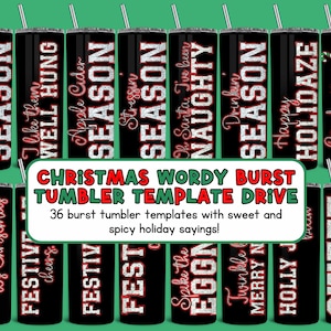 35+ Tumbler Burst Template Bundle | 20oz 30oz Skinny Tumbler Wrap SVG, DXF, EPS, png | Christmas Designs | 350 Value!