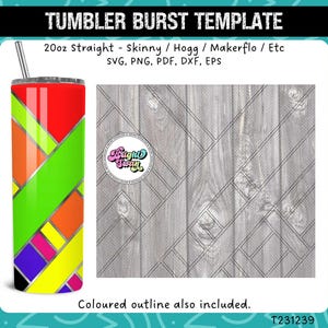 Splits & Stripes Tumbler Template for 20oz 30oz Straight | Seamless SVG, DXF, EPS, png | Skinny Hogg Makerflo Cut Template | Commercial Use