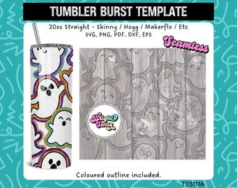 Halloween Burst svg Ghosts Burst Tumbler Template Peekaboo | SVG, DXF, EPS for 20oz 30oz Straight Skinny Hogg Makerflo | Commercial Use