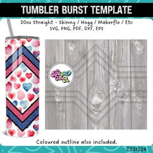 VSplit Tumbler Burst Template for Skinny Straight 20oz & 30oz | Seamless V-Split SVG, DXF, EPS, png | Hogg Wrap Makerflo | Commercial Use