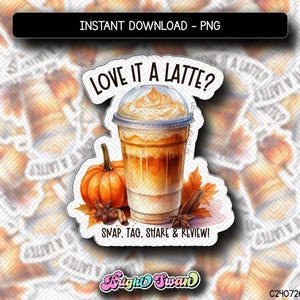 Du liebst einen Milchkaffee? | Herbst Geschäft Danke Aufkleber PNG | Sofortdownload | Unterstützung für kleine Unternehmen | Kommerzielle Nutzung | Personalisierbar