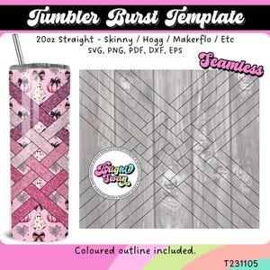 Weaved V-Split svg Tumbler Burst Template for Skinny Straight 20oz & 30oz | Seamless SVG, DXF, EPS, png | Hogg Makerflo | Commercial Use