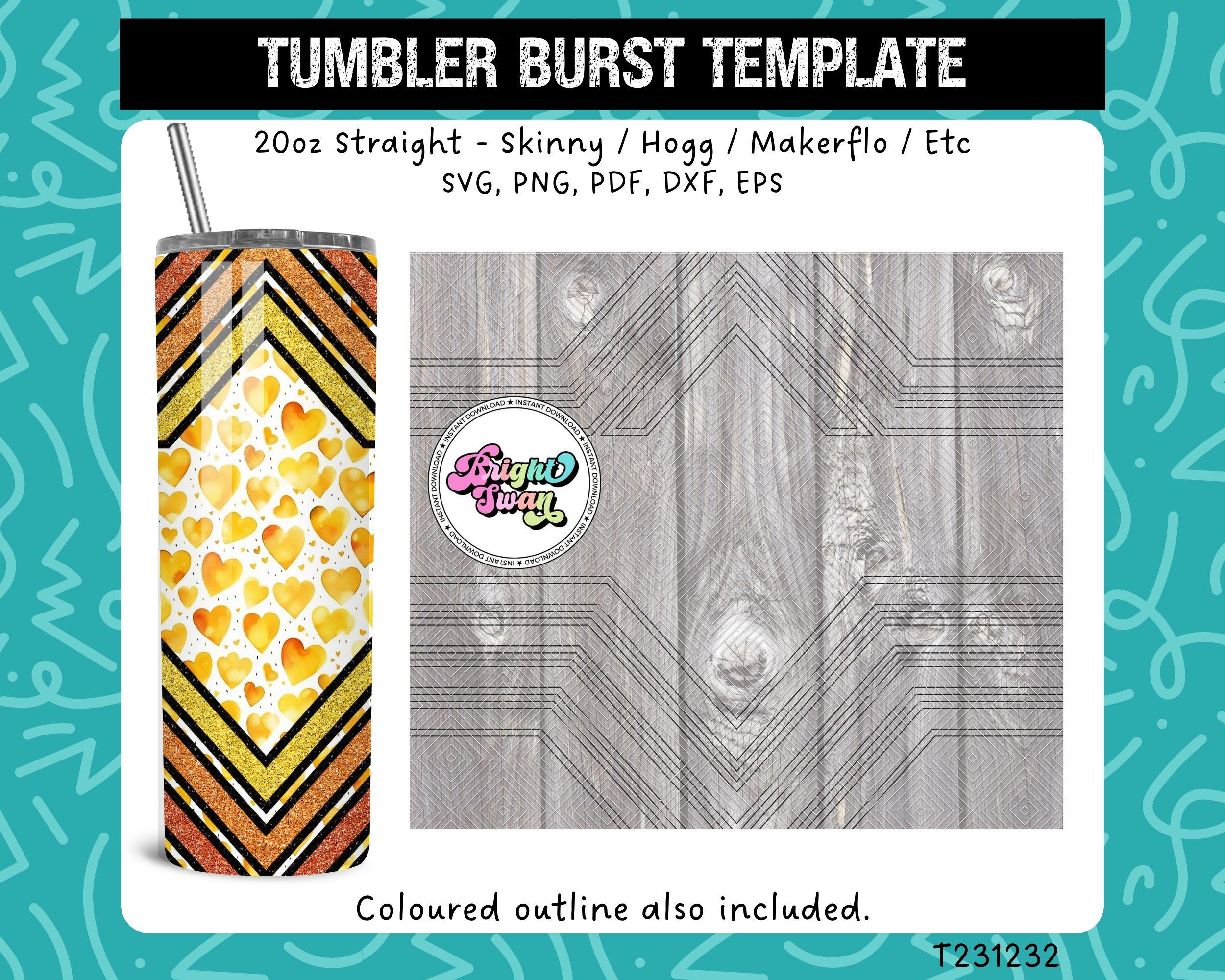 Modello VSplit Tumbler Burst Diamond Split per bicchieri Skinny Straight da 20 oz e 30 oz / Seamless V-Split SVG, DXF, EPS, png / Hogg Wrap Makerflo