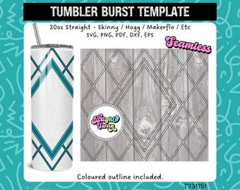 Diamond Argyle svg Tumbler Burst Template for Skinny Straight 20oz & 30oz | Seamless SVG, DXF, EPS, png | Hogg Makerflo | Commercial Use