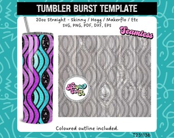 Overlapping Waves Tumbler svg Peekaboo Template | SVG, DXF, EPS for 20oz 30oz Straight Skinny Hogg Makerflo | Seamless | Commercial Use