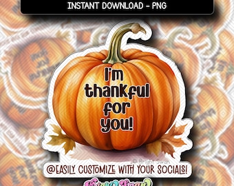 Thankful Pumpkin Sticker | Fall Business Packaging Sticker | Small Business Thank You Label | Thanksgiving Happy Mail | Commercial Use