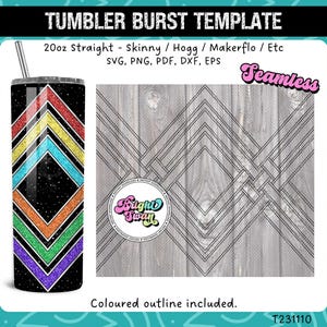 Weaved V-split svg Criss Cross 3 Burst Template for Skinny Straight 20oz & 30oz | Seamless SVG, DXF, EPS, png Hogg Makerflo Commercial Use