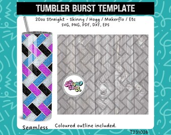 Herringbone Tumbler Template SVG, DXF, EPS for 20oz Straight Skinny | Burst Template for Tumbler | Template Cut File | Instant Download