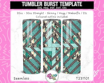 Tumbler Burst Template for Skinny Straight, Hogg, Makerflo 20oz 30oz Overlapping Diamond Windmill | SVG, EPS, DXF | Commercial Use