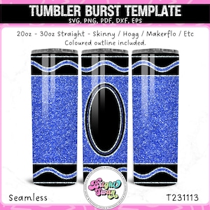 Crayon & Pencil Tumbler Template Set | Crayon Tumbler Template Cut File | SVG, DXF, EPS for 20oz 30oz Straight Skinny Burst Template