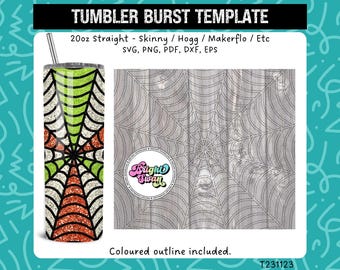 Halloween Burst svg Spider Webs Tumbler Template Peekaboo SVG, DXF, EPS for 20oz 30oz Straight Skinny Hogg Makerflo Commercial Use