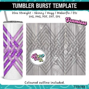 Diamond Weave svg Tumbler Burst Template for Skinny Straight 20oz & 30oz | Seamless SVG, DXF, EPS, png | Hogg Makerflo | Commercial Use
