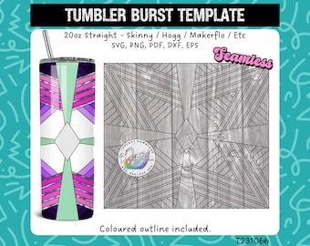 Layered Geometric Star Tumbler Template SVG, DXF, EPS for 20oz Straight Skinny | Burst Template for Tumbler | Starburst Tumbler Template
