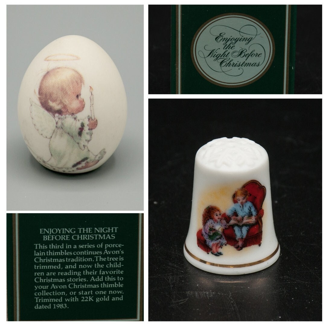 Vintage Avon Christmas Thimble and a Decorative Egg With an Angel Etsy