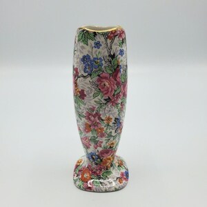 Vintage 1950s Chintz Bud Vase, By Marina, Made in England