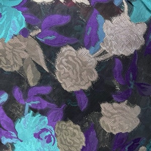 designer organza  brocade black  with gold aqua  great for wedding dress prom table cover and more made in ITALY