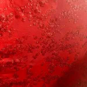 Red  4 way stretch sequins lace great fabrics for prom dress table cover and much more made in France