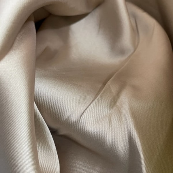 Champagne Taupe Mikado Zibeline Satin Fabric, Made in Italy