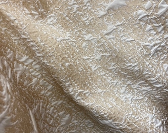 Champagne with cream Japanese jacquard Mikado brocade great for dress prom jacket skirt and table cover and more made in ITALY