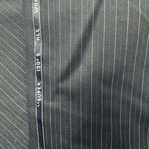 Italian super 130 quality black wool stiped gabardine by DKNY great fabrics for evening dress jacket suit made in iatly