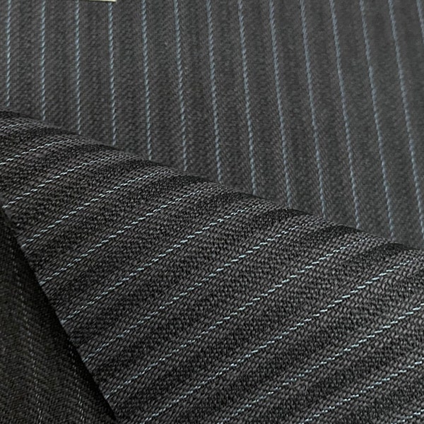 100% wool suiting navy blue with light blue stripes super 220 design by Oscar De la renta collection  great fabrics made in Italy
