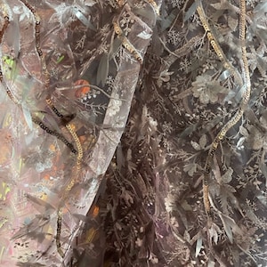 Französischer Altrosa Pailletten-Spitzenstoff, Elegantes Hochzeits- / Abschlussballkleid-Material