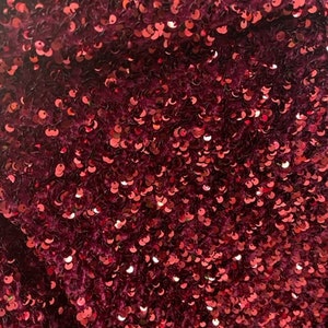 Burgundy  4 way stretch velvet sequence velvet great fabrics for prom dress table cover and much more made in Sp