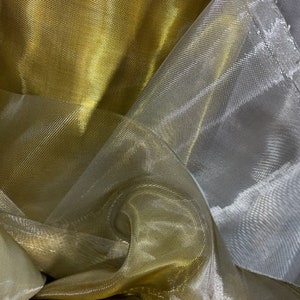Gold silver dabbles face nylon horsehair heavy organdy made in ITALY