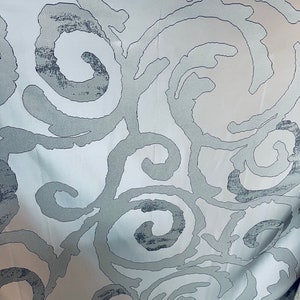 110 inch silver on silver  satin designer brocade great fabric for dress prom table cover upholstery and more made in ITALY