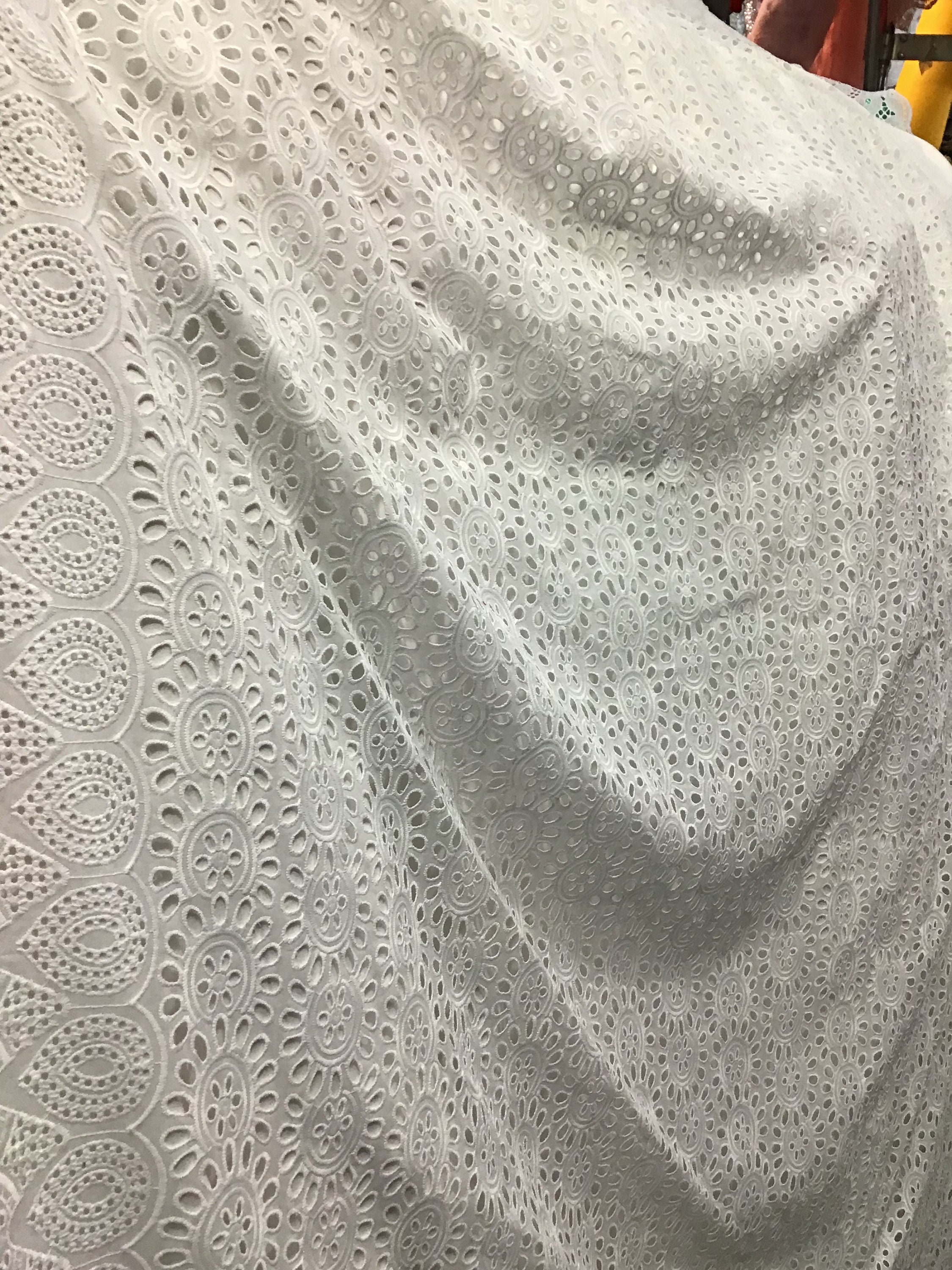 100% cotton lace embroidery eyelet great for summer dress skirt shirt table cover and more made in Egypt