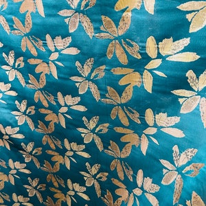 Metallic green with gold big flower Mikado brocade great for wedding dress prom table cover and more made in ITALY