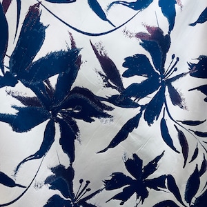 Silver background with blue and burgundy Japanese jacquard Mikado brocade great for dress prom jacket skirt and table cover  made in ITALY