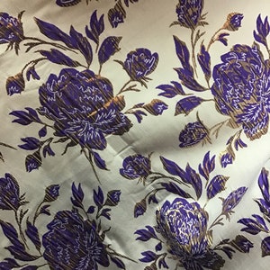 Purple gold flower Mikado brocade great for wedding dress prom table cover and more made in ITALY