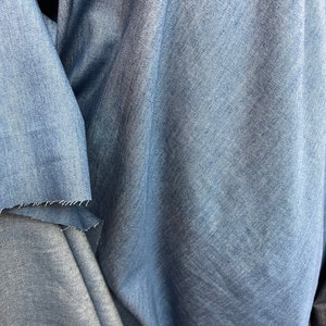 Washed medium Blue stretch chambray  denim 6 once  by DKNY  great fabrics for dress jacket suit made in iatly