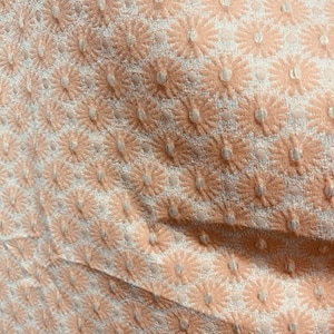 Peach Floral Jacquard Brocade Fabric, Italian Mikado, 57" Wide