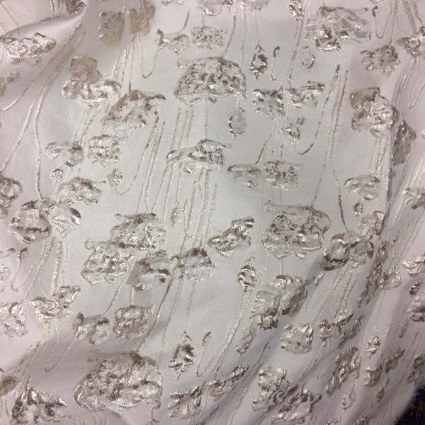 Ivory with gold flower jacquard Mikado brocade great for dress prom jacket skirt and table cover and more made in ITALY