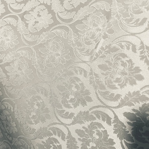 Off white on off white Victorian design Mikado brocade flower design great for wedding dress prom table cover and more made in ITALY