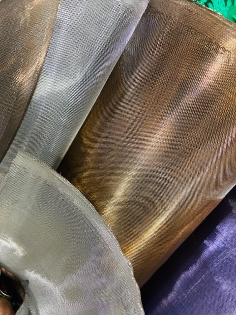 copper silver dabbles face nylon horsehair heavy organdy made in ITALY