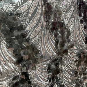 Gunmetal Grey Pailletten-Spitzenstoff, elegantes Design