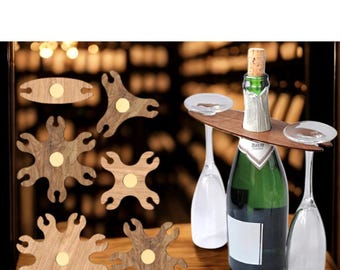 Personalized Wooden Wine Glass Holder - Elegant Wine Bottle Centerpiece