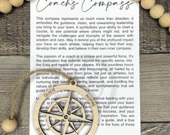 Sports Coach Gift – Coach’s Compass Rearview Mirror Charm, Thank You Coach Keepsake| Bagged with “The Coach’s Compass” Poem