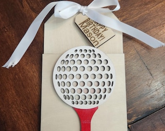 Personalized Golf Gift Card Holder – Custom Wooden Birthday, graduation, fathers day or gift for her Keepsake